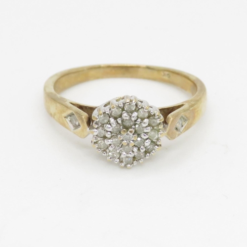 96 - 9ct gold diamond cluster ring, total diamond weight: 0.22ct (approximately) (2.6g) Size  N