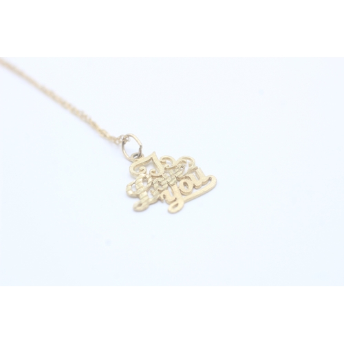 120 - 9ct gold 'I love you' pendant necklace (1.5g)