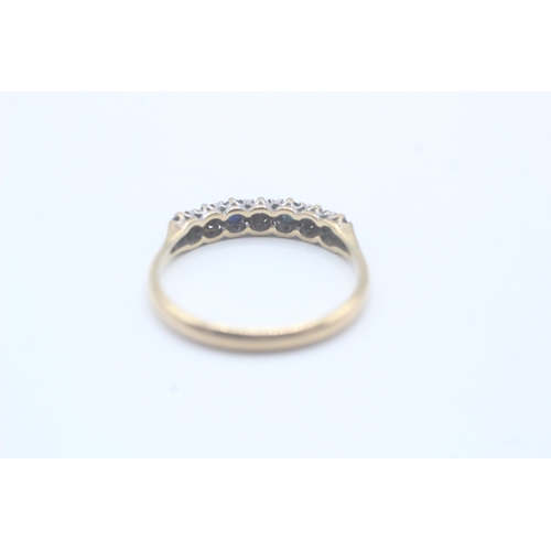 124 - 9ct gold sapphire & diamond half eternity ring (1.9g) Size  R