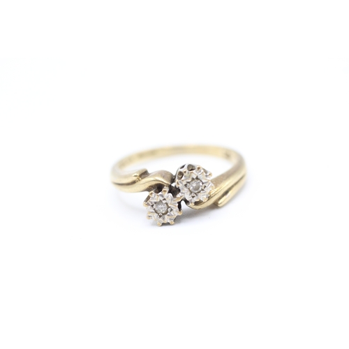 132 - 9ct gold and diamond ring (2.3g) Size  K 1/2