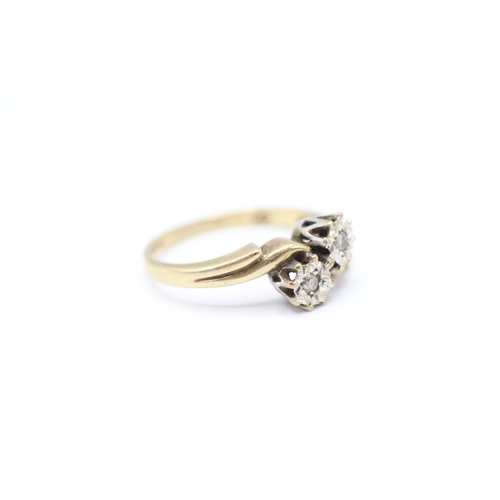 132 - 9ct gold and diamond ring (2.3g) Size  K 1/2