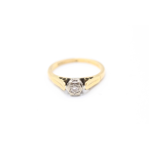 134 - 18ct gold diamond solitaire ring (2.6g) Size  J