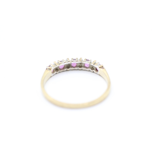 135 - 9ct gold ruby and diamond ring (1.3g) Size  N