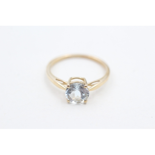 22 - 9ct gold aquamarine solitaire ring (1.7g) Size  O