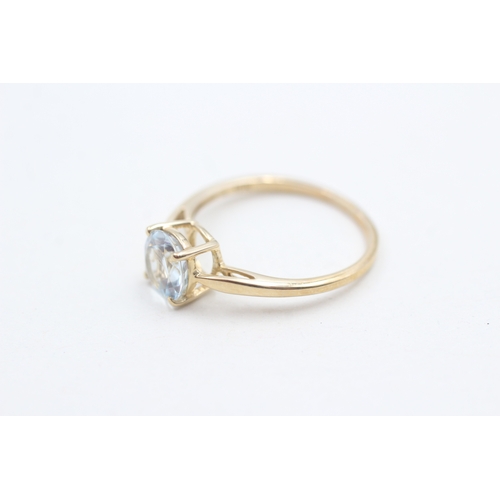 22 - 9ct gold aquamarine solitaire ring (1.7g) Size  O