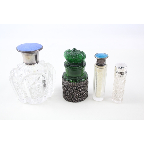 4 x Antique / Vintage .925 Sterling Silver Detailed Perfume / Scent