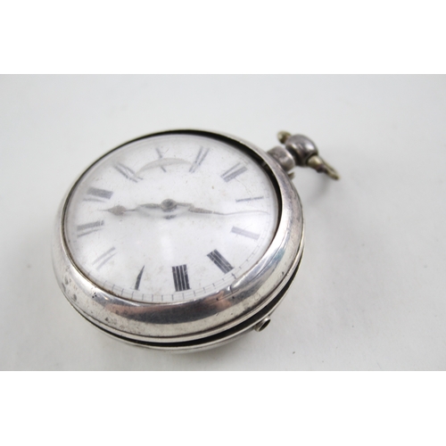 488 - Vintage 925 Silver Verge Fusee Pocket Watch with Pair Case Key-Wind Untested