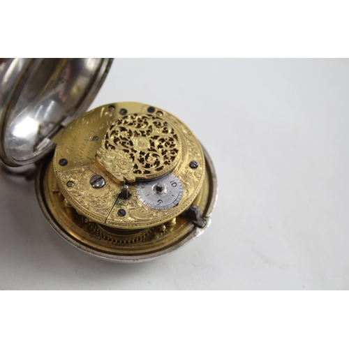 488 - Vintage 925 Silver Verge Fusee Pocket Watch with Pair Case Key-Wind Untested