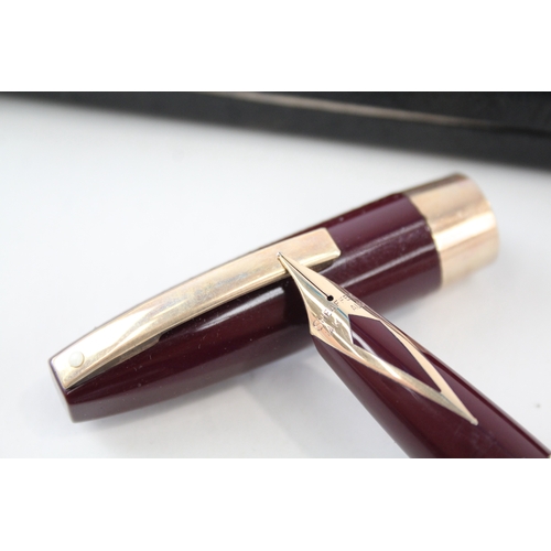 496 - Vintage SHEAFFER PFM Pen For Men Burgundy Fountain Pen w/ 14ct Gold Nib WRITING