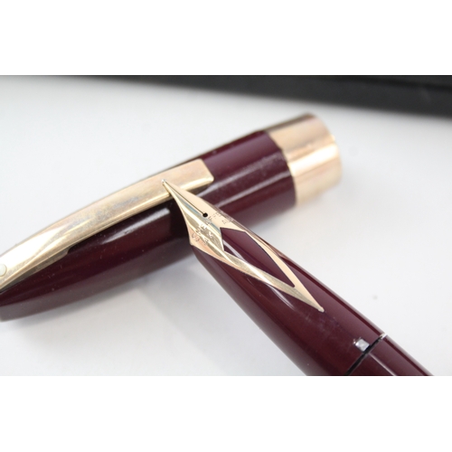 496 - Vintage SHEAFFER PFM Pen For Men Burgundy Fountain Pen w/ 14ct Gold Nib WRITING