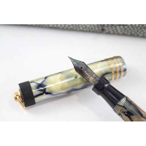 497 - Vintage Parker Lady Duofold Fountain Pen w/ 18ct Gold Nib Writing Boxed