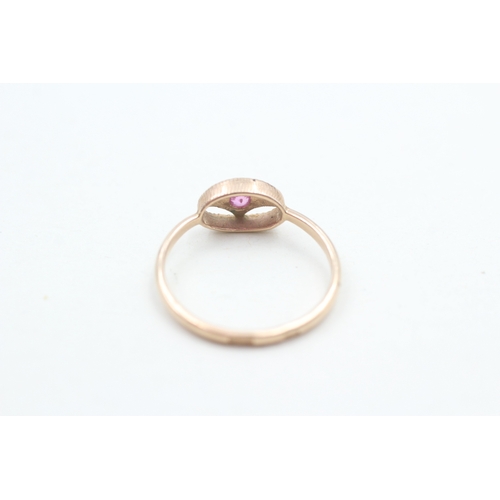 5 - 14ct gold pink gemstone ring (1.7g) Size  P 1/2