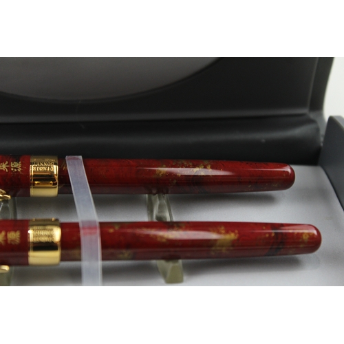 500 - Vintage Parker Sonnet Red Lacquer Fountain Pen w/ 18ct Nib, Rollerball, Box Etc