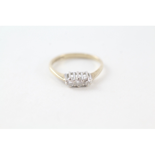 79 - 9ct gold diamond set trilogy ring (1.3g) Size  H