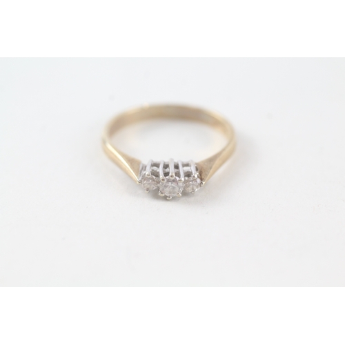 81 - 9ct gold diamond set trilogy ring (1.9g) Size  M 1/2