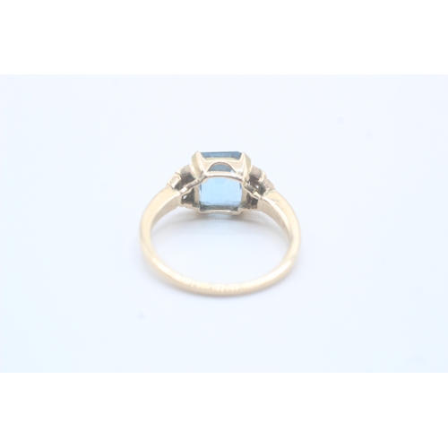 84 - 14ct gold diamond and topaz ring (3.2g) Size  N 1/2