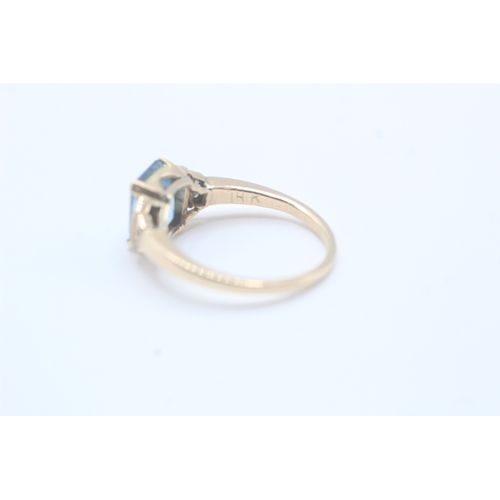 84 - 14ct gold diamond and topaz ring (3.2g) Size  N 1/2