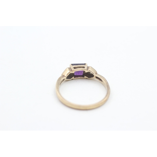 95 - 9ct gold amethyst & diamond dress ring (2.2g) Size  N