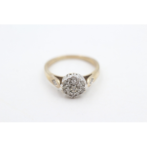 96 - 9ct gold diamond cluster ring, total diamond weight: 0.22ct (approximately) (2.6g) Size  N