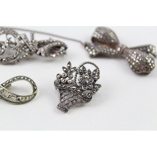 301 - Sterling Silver Marcasite Brooches x 5 42g