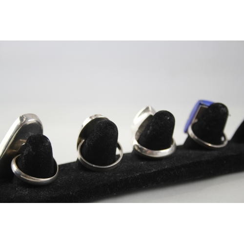 310 - Collection of Sterling Silver Gemstone Rings inc. Lapis, Blue Lace Agate x 4 54g