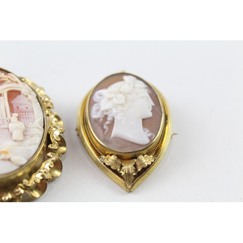 332 - Collection of Antique Brooches inc. Agate, Shell Cameo x 3 53g