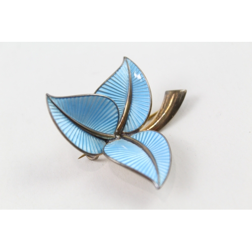 348 - Albert Scharning, Norway Silver Enamel Brooch 12g