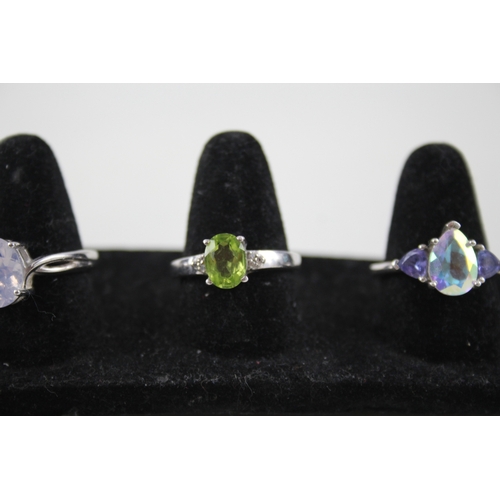 352 - Collection of Sterling Silver Gemstone Rings inc. Sapphire, Topaz x 8 29g