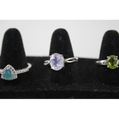 352 - Collection of Sterling Silver Gemstone Rings inc. Sapphire, Topaz x 8 29g