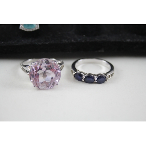 352 - Collection of Sterling Silver Gemstone Rings inc. Sapphire, Topaz x 8 29g