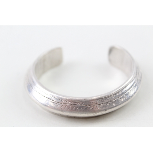 361 - Sterling Silver Traditional Etched Heavy Cuff Bangle 79g