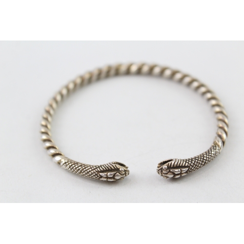 365 - 950 Silver Scandinavian Double Headed Snake Torque Bangle 27g