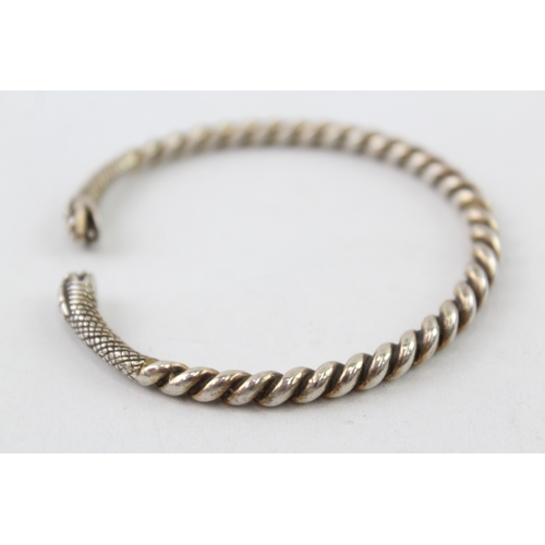 365 - 950 Silver Scandinavian Double Headed Snake Torque Bangle 27g