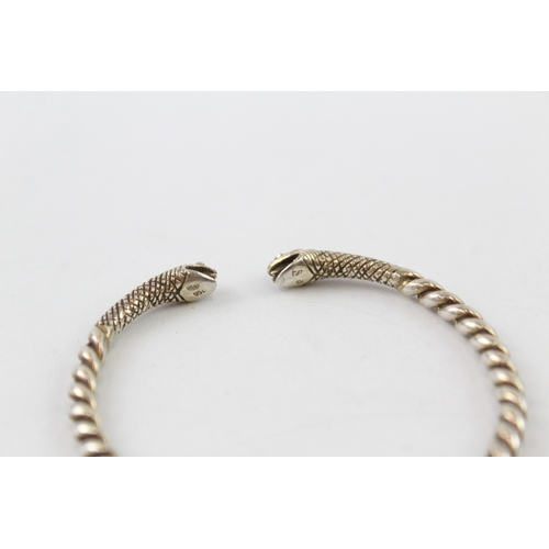 365 - 950 Silver Scandinavian Double Headed Snake Torque Bangle 27g