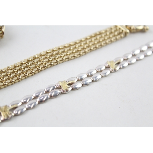 382 - Collection of Sterling Silver Bracelets inc. Gold on silver, Multistrand x 3 40g