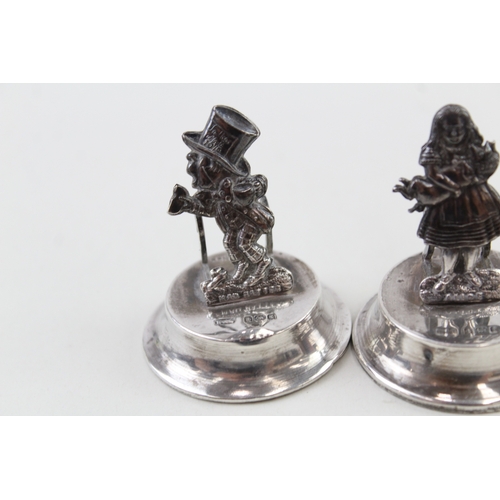 399 - 4 x Antique Edwardian .925 Sterling Silver Alice In Wonderland Card Holders 76g