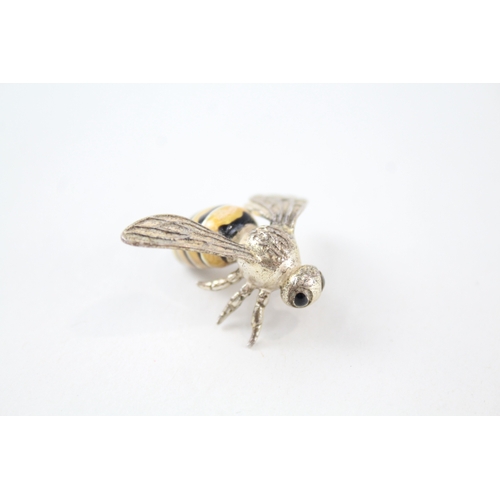 409 - Vintage Stamped .925 Sterling Silver Novelty Wasp Enamel Ornament (11g)