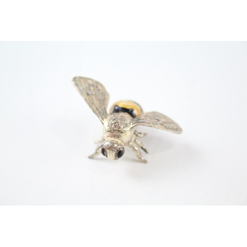 409 - Vintage Stamped .925 Sterling Silver Novelty Wasp Enamel Ornament (11g)