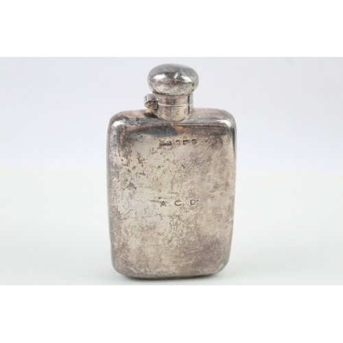 413 - Antique Edwardian 1904 Birmingham Sterling Silver Gents Hip Flask 128g