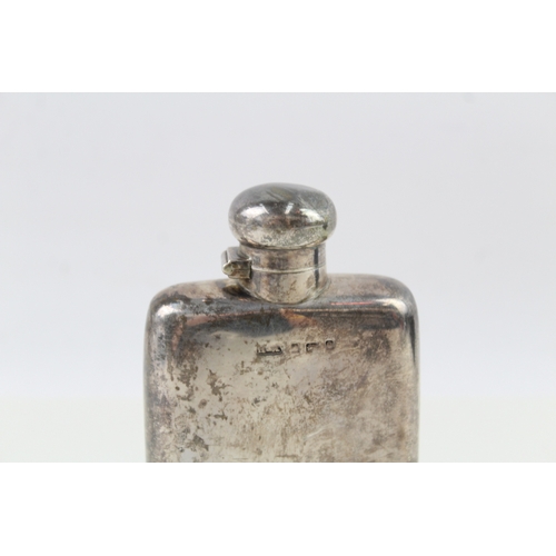 413 - Antique Edwardian 1904 Birmingham Sterling Silver Gents Hip Flask 128g