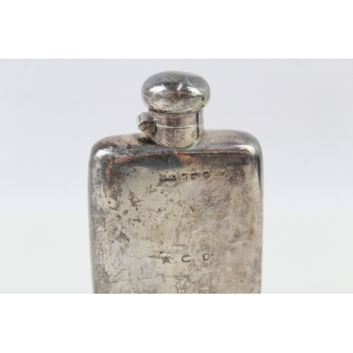 413 - Antique Edwardian 1904 Birmingham Sterling Silver Gents Hip Flask 128g