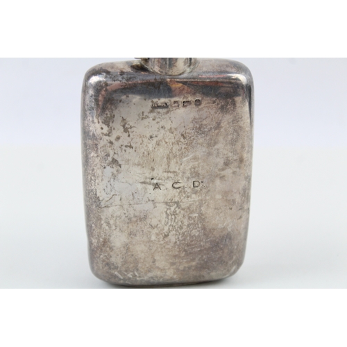 413 - Antique Edwardian 1904 Birmingham Sterling Silver Gents Hip Flask 128g