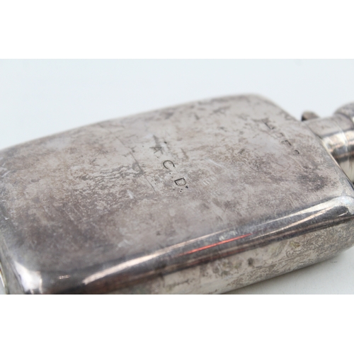 413 - Antique Edwardian 1904 Birmingham Sterling Silver Gents Hip Flask 128g