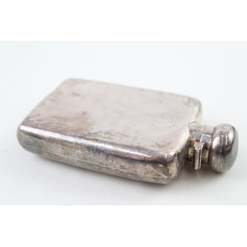 413 - Antique Edwardian 1904 Birmingham Sterling Silver Gents Hip Flask 128g