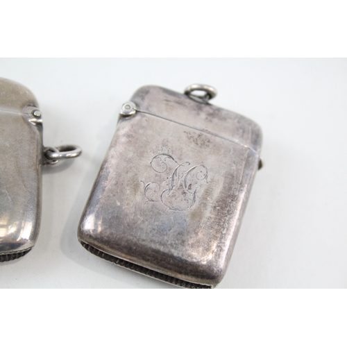 418 - 3 x Antique .925 Sterling Silver Vesta / Match Cases Inc Victorian (90g)