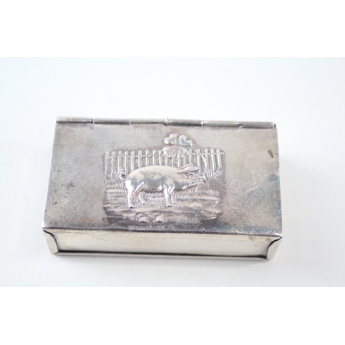 428 - Antique / Vintage Stamped .925 Sterling Silver Double Stamp Box (30g)