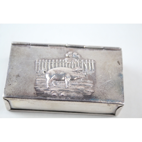 428 - Antique / Vintage Stamped .925 Sterling Silver Double Stamp Box (30g)