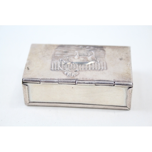 428 - Antique / Vintage Stamped .925 Sterling Silver Double Stamp Box (30g)