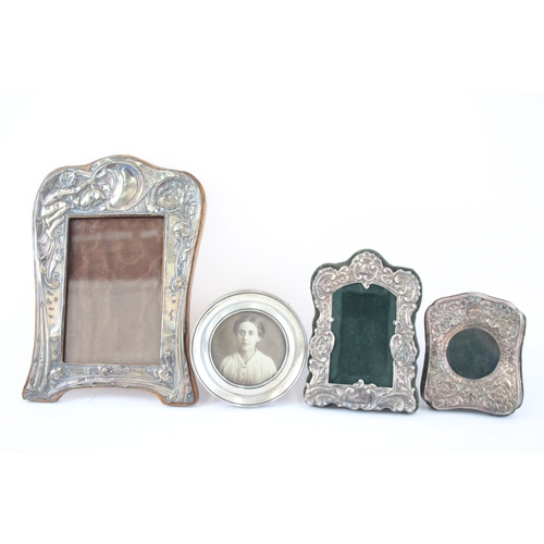 430 - 4 x Antique Vintage .925 Sterling Silver Photograph Frames Inc Art Nouveau 496g