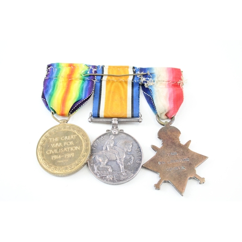 447 - Mounted WW1 1914-15 Star Medal Trio 11528 Cpl-Sjt L. Boniface Dorset Regt